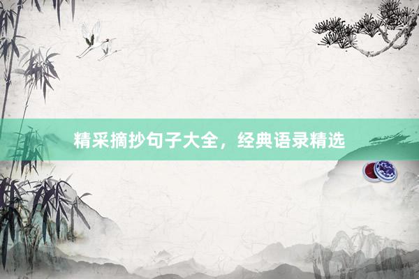 精采摘抄句子大全，经典语录精选